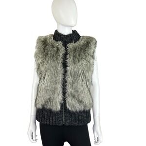 Ann Taylor Loft Women’s Gray Faux Fur & Wool Blend Sweater‎ Vest Size M/L